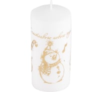 Свеча Волшебная страна Deco Christmas 56х120 Снеговик золото на белом 008159