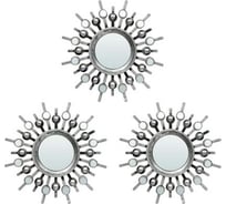 Комплект декоративных зеркал QWERTY Беладжио серебро 3 шт, 25 см, диаметр зеркала 8,5 см 74058