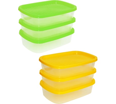 Прямоугольный контейнер для СВЧ и заморозки Умничка в наборе 3 шт 1 л Микс MPU8294