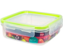 Квадратный герметичный контейнер BORA 0.7 л крышка на защелках полоса салатовая пластик ПЛ-BO867s