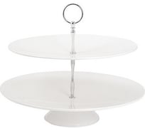 Этажерка BORA Н195 мм, 2-ярусная, 300-350 мм, пластик, белая ПЛ-BO387b