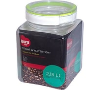 Банка для хранения сыпучих продуктов BORA 2.15 л ДхШхВ 130x120x175 мм с крышкой полоса салатовая пластик ПЛ-BO2235s