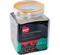 Банка для хранения сыпучих продуктов BORA 2.15 л ДхШхВ 130x120x175 мм с крышкой полоса оранжевая пластик ПЛ-BO2235