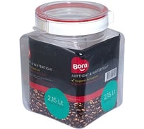 Банка для хранения сыпучих продуктов BORA 2.15 л ДхШхВ 130x120x175 мм с крышкой полоса красная пластик ПЛ-BO2235k