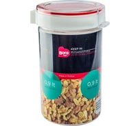 Круглый контейнер BORA 0.9 л Н133хD92 мм полоса красная пластик ПЛ-BO2222