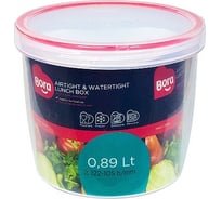 Круглый контейнер BORA 0.89 л Н105хD122 мм полоса красная пластик ПЛ-BO057k