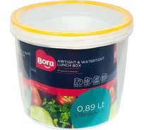 Круглый контейнер BORA 0.89 л Н105хD122 мм полоса оранжевая пластик ПЛ-BO057o