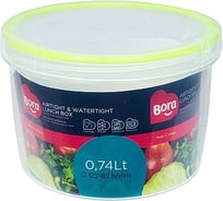 Круглый контейнер BORA 0.74 л Н85хD122 мм полоса салатовая пластик ПЛ-BO056s