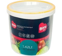 Круглый контейнер BORA 1.42 л Н135хD140 мм полоса оранжевая пластик ПЛ-BO060o