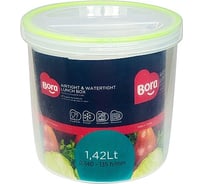 Круглый контейнер BORA 1.42 л Н135хD140 мм полоса салатовая пластик ПЛ-BO060s
