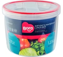 Круглый контейнер BORA 1.27 л Н110хD140 мм полоса красная пластик ПЛ-BO059