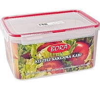 Прямоугольный герметичный контейнер BORA 4.5 л крышка на защелках полоса красная пластик ПЛ-BO880