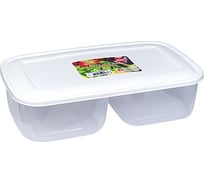 Прямоугольный контейнер BORA 2.4 л ДхШхВ 170x290x80 мм двухсекционный крышка белая пластик ПЛ-BO808b