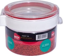 Круглый контейнер BORA 0.35 л Н40хD92 мм полоса красная пластик ПЛ-BO2220k