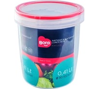 Круглый контейнер BORA 0.41 л Н102хD90 мм полоса красная пластик ПЛ-BO052