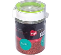 Круглый контейнер BORA 0.35 л Н110хD72 мм полоса салатовая пластик ПЛ-BO2211s