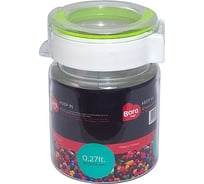 Круглый контейнер BORA 0.27 л Н102хD72 мм полоса салатовая пластик ПЛ-BO2210s