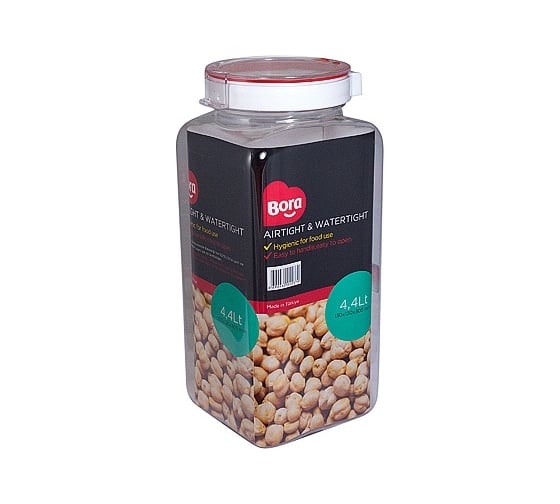 Банка для хранения сыпучих продуктов BORA 4.4 л ДхШхВ 130x120x305 мм с крышкой полоса красная пластик ПЛ-BO2237k