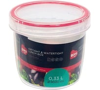 Круглый контейнер BORA 0.33 л Н80хD90 мм полоса красная пластик ПЛ-BO051k