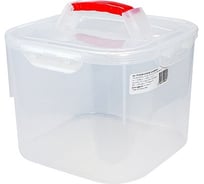 Квадратный контейнер BORA 6.6 л с ручкой для переноса с крышкой на защелках пластик ПЛ-BO082