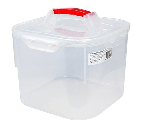 Квадратный контейнер BORA 6.6 л с ручкой для переноса с крышкой на защелках пластик ПЛ-BO082