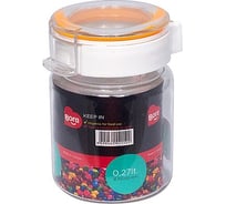 Круглый контейнер BORA 0.27 л Н102хD72 мм полоса оранжевая пластик ПЛ-BO2210o