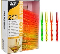 Декоративная пика для канапе PAPSTAR ВИЛОЧКА Н110 мм, 250 шт/уп, пластик, разноцветная 1/10 PS-16693