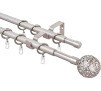 Карниз металлический раздвижной LM DECOR Ажур, Ø16/19 мм, 1,6-3,0 м, 2-рядный, сатин 095161916302SN