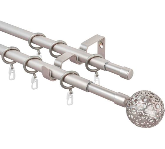 Карниз металлический раздвижной LM DECOR Ажур, Ø16/19 мм, 1,6-3,0 м, 2-рядный, сатин 095161916302SN