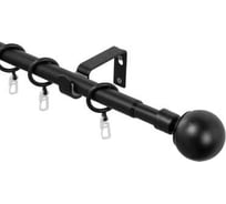 Карниз металлический раздвижной LM DECOR Сфера, Ø16/19 мм, 1,6-3,0 м, 1-рядный, черный матовый 646161916301MB