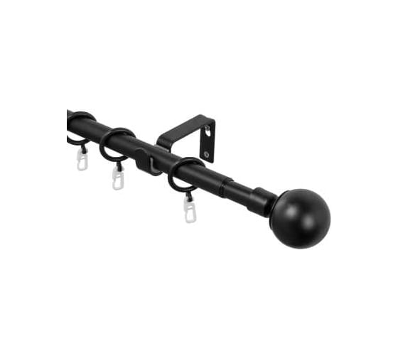 Карниз металлический раздвижной LM DECOR Сфера, Ø16/19 мм, 1,6-3,0 м, 1-рядный, черный матовый 646161916301MB