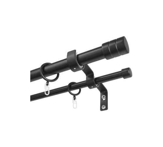 Карниз металлический раздвижной LM DECOR Цилиндр, Ø25/28 мм, 2,0-3,6 м, 2-рядный, черный матовый 646282520362MB