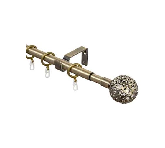 Карниз металлический раздвижной LM DECOR Ажур, Ø16/19 мм, 1,6-3,0 м, 1-рядный, антик 095161916301AB