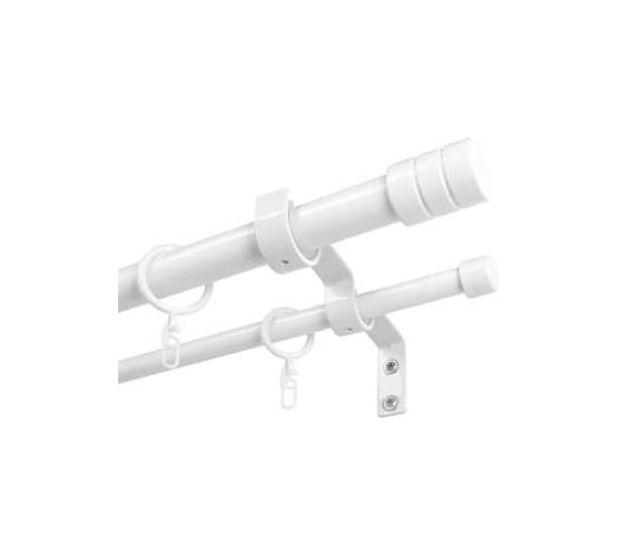 Карниз металлический раздвижной LM DECOR Цилиндр, Ø25/28 мм, 2,0-3,6 м, 2-рядный, белый глянец 646282520362WH