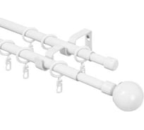 Карниз металлический раздвижной LM DECOR Сфера, Ø16/19 мм, 1,6-3,0 м, 2-рядный, белый глянец 646161916302WH