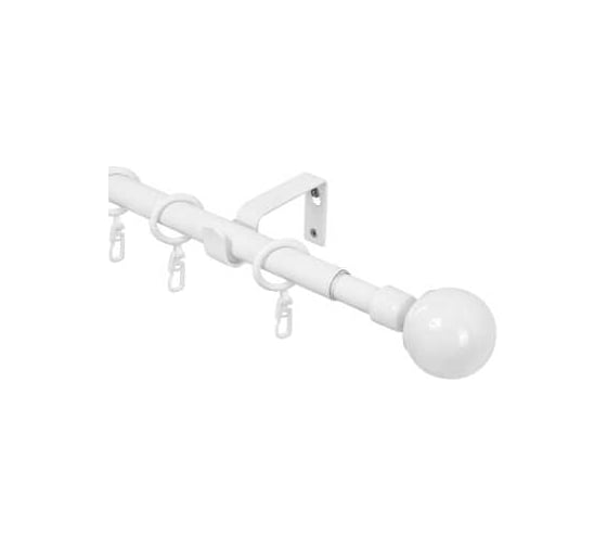 Карниз металлический раздвижной LM DECOR Сфера, Ø16/19 мм, 1,6-3,0 м, 1-рядный, белый глянец 646161916301WH