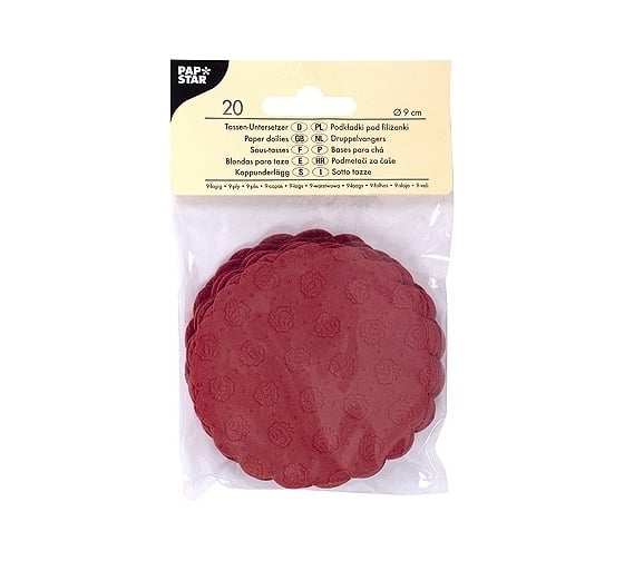 Сервировочная салфетка PAPSTAR коастер D90 мм, 20 шт/уп, бордовая 1/20 PS-14243 1
