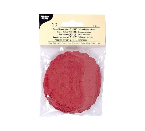 Сервировочная салфетка PAPSTAR коастер D90 мм, 20 шт/уп, красная 1/20 PS-14240 1