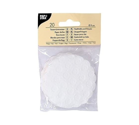 Сервировочная салфетка PAPSTAR коастер D90 мм, 20 шт/уп, белая 1/20 PS-14247 1