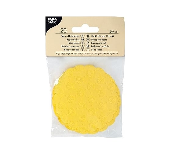 Сервировочная салфетка PAPSTAR коастер D90 мм, 20 шт/уп, желтая 1/20 PS-14246 1