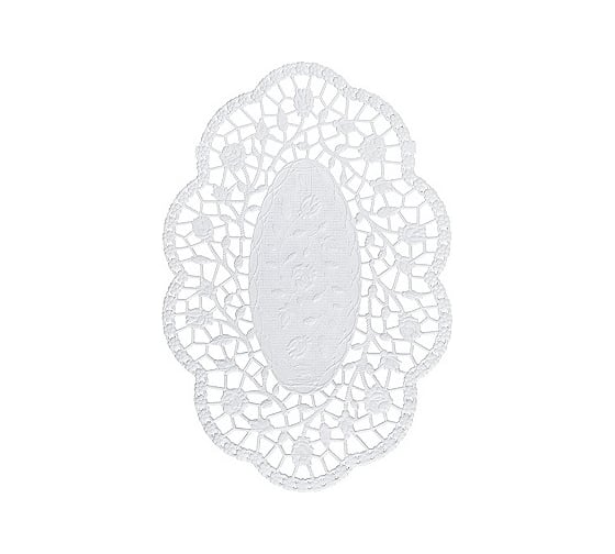 Сервировочная салфетка PAPSTAR ажурная, 180х130 мм, 500 шт/уп, овальная, белая 1/10 PS-12287