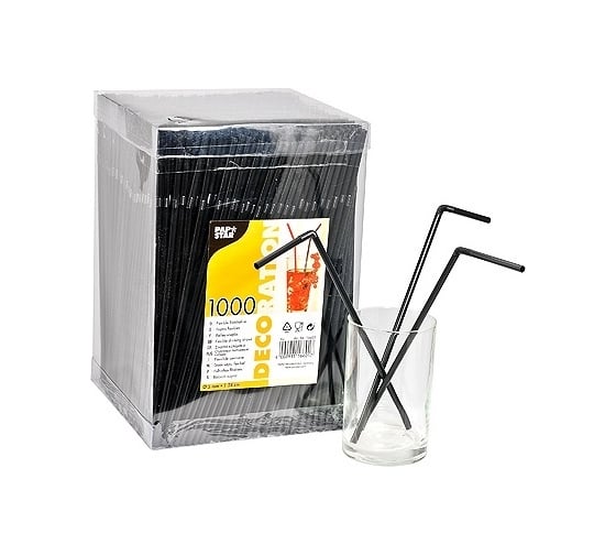 Соломка трубочка для коктейля PAPSTAR Н240хD5 мм, 1000 шт/уп, PP черная 1/6 PS-16601 1