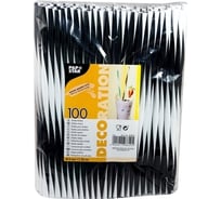 Соломка трубочка для коктейля PAPSTAR Н250хD8 мм, 100 шт/уп, PP черная/белая 1/10 PS-85801