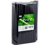 Соломка трубочка для коктейля PAPSTAR Н210хD8 мм, 100 шт/уп, бумага, черная 1/10 PS-87511