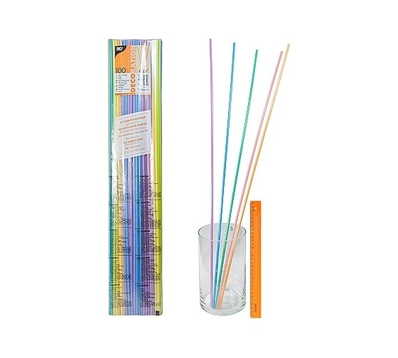 Соломка трубочка для коктейля PAPSTAR MAXI PP Н750хD7 мм, 100 шт/уп, цветная 1/15 PS-11700 1