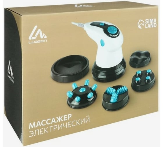 Антицеллюлитный массажёр для тела LUAZON LEM-34 2 режима, 5 насадок, белый 2554121