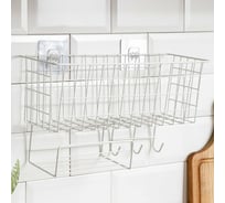 Корзина Доляна на присосках 37,5x15x22 см, цвет белый 7502659