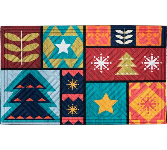 Коврик придверный Multyhome Lima, 45x75 см, принт Colorful Xmas EU5000347