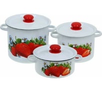 Набор эмалированной посуды Сибирские товары Клубника садовая 3 предмета 16 ТБ2589