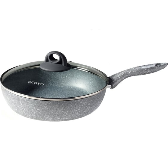 Сотейник SCOVO Stone Pan диаметр 240 мм стеклянная крышка ST-021